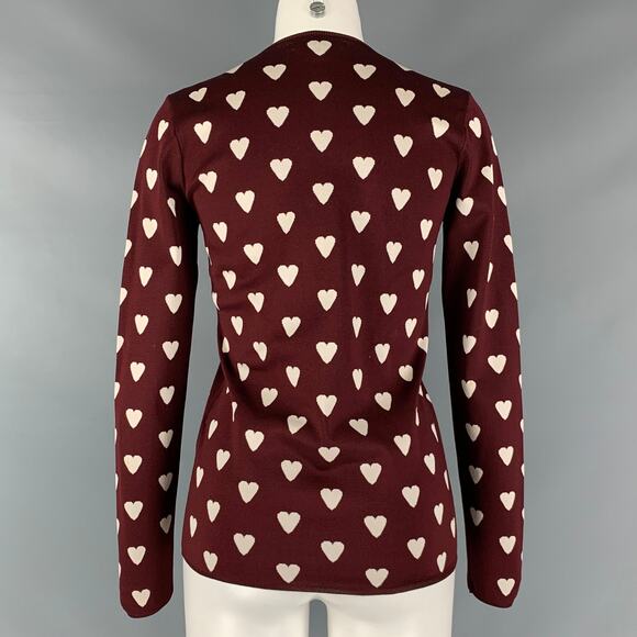 BURBERRY PRORSUM Size S Brown Silk Blend Print V-Neck Sweater - Picture 3 of 8